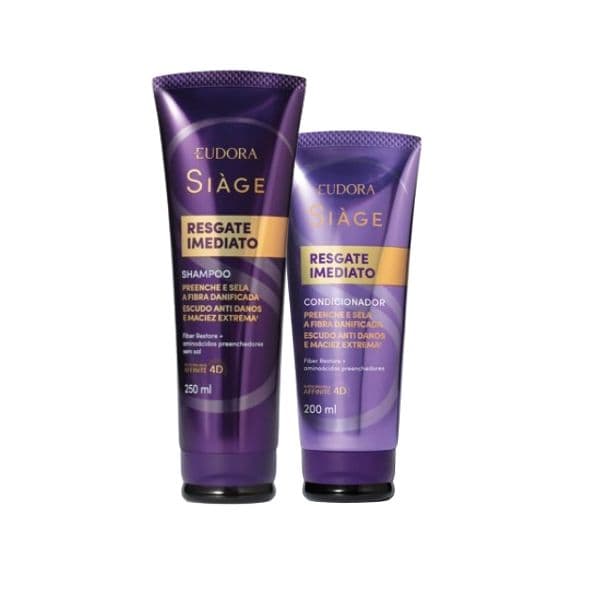 Kit Siáge Resgate Imediato Eudora: Shampoo 250ml + Condicionador 200ml