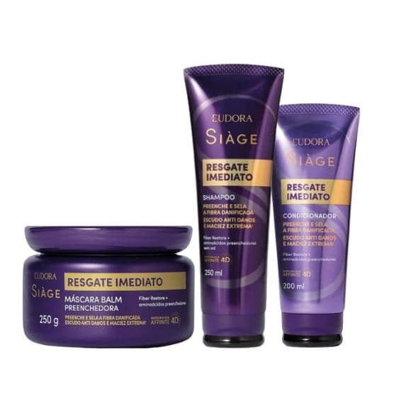 Combo Siàge Resgate Imediato: Shampoo + Condicionador + Máscara
