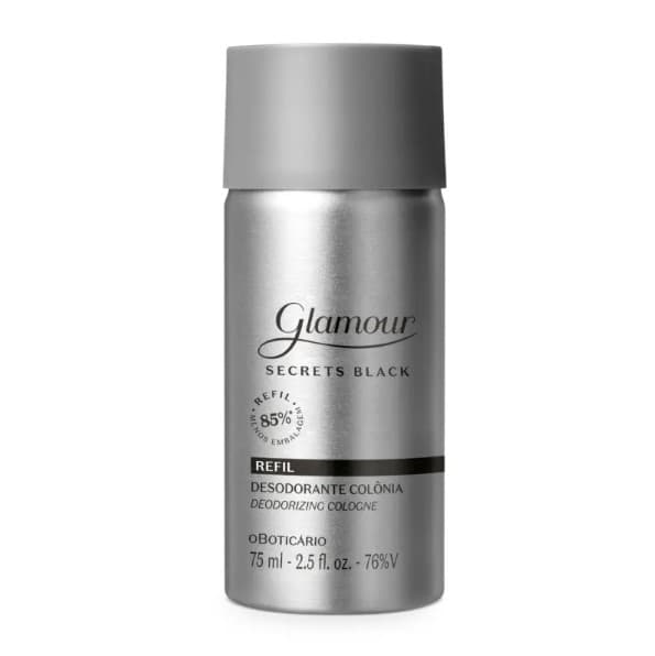Refil Glamour Secret Black Desodorante Colônia 75ml O Boticário