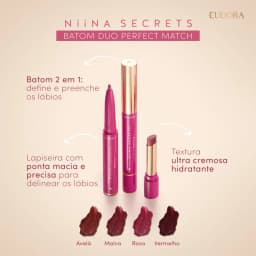 Batom Avelã Duo Perfect Match Niina Secrets 1,65g Eudora