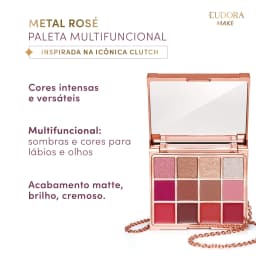 Paleta Clutch Metals Rosé Multifuncional Eudora Make 10G
