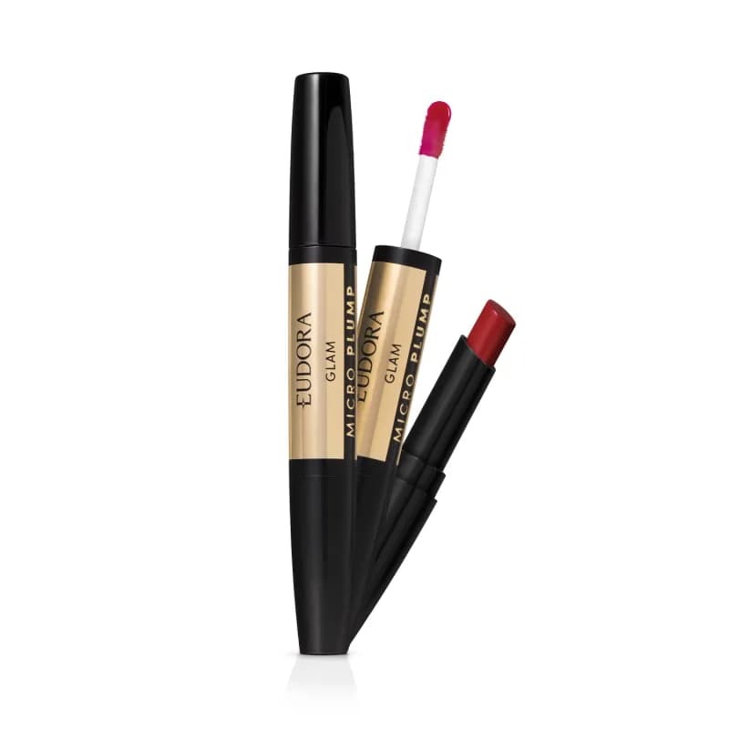 Batom Duo Vermelho Único Glam Micro Plump Eudora