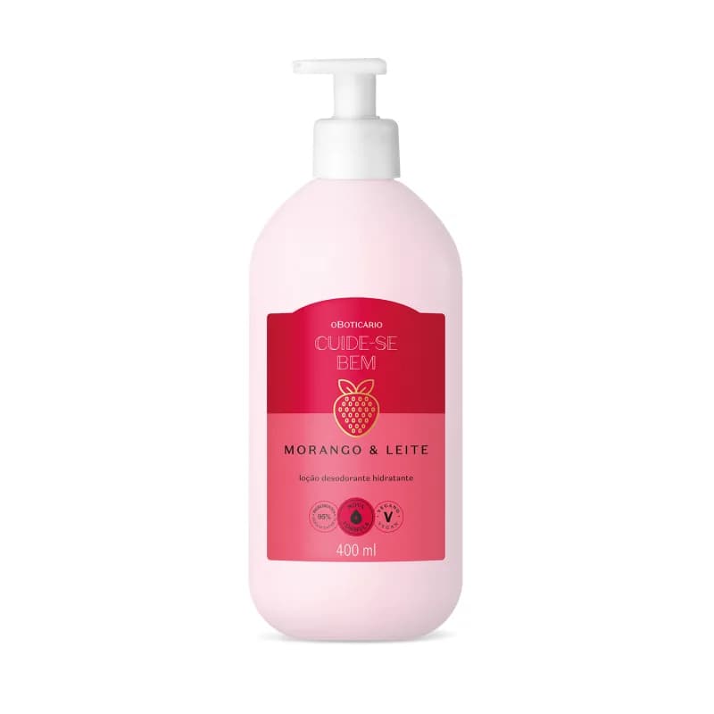 Loção Hidratante Corporal Cuide-se Bem Morango e Leite 400ml O Boticário