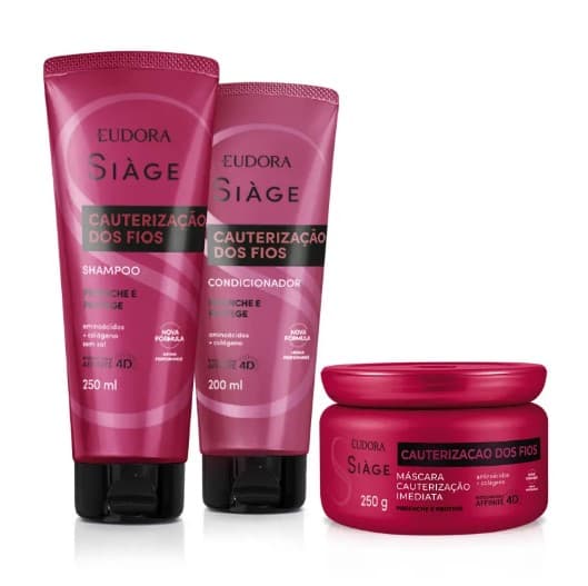 Combo Siàge Cauterização dos Fios Eudora: Shampoo + Máscara Capilar + Condicionador
