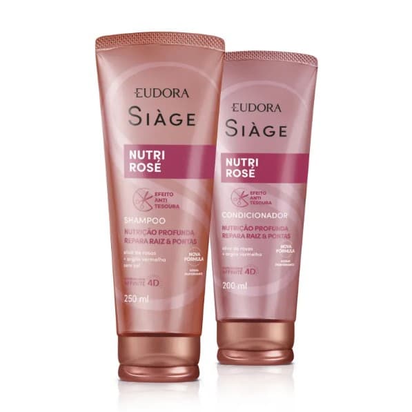Kit Siàge Nutri Rosé Eudora: Shampoo 250ml + Condicionador 200ml