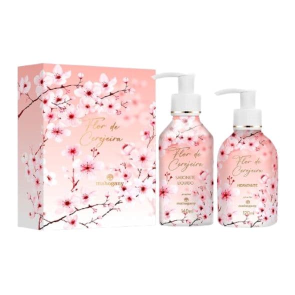 Kit Flor de Cerejeira Mahogany: Sabonete Líquido 140ml + Hidratante 120ml