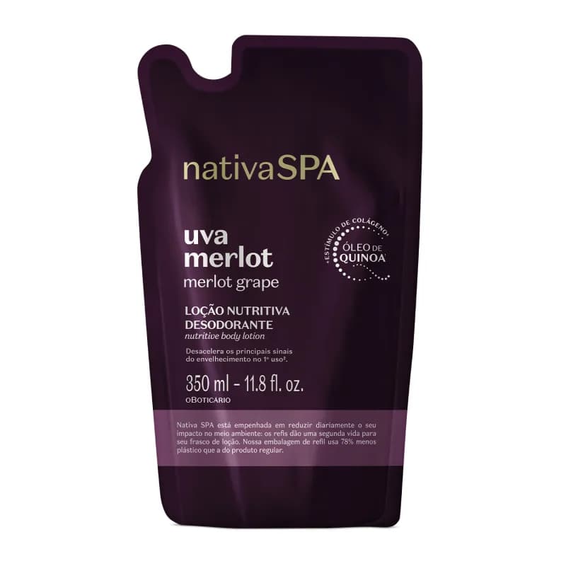 Refil Loção Hidratante Corporal Nativa Spa Uva Merlot 350ml O Boticário