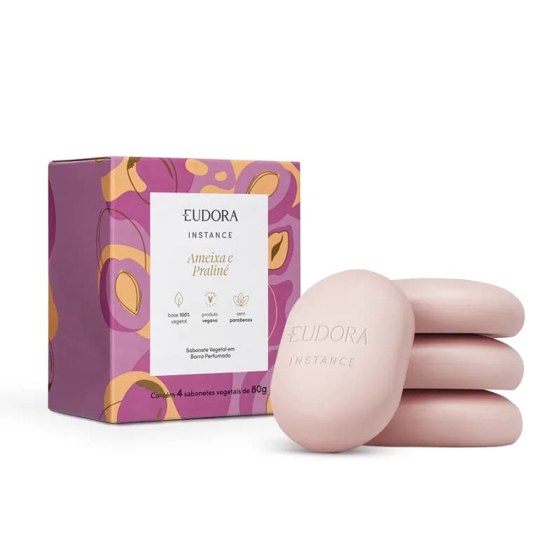 Caixa de Sabonetes em Barra Instance Ameixa e Praliné 4x80g Eudora