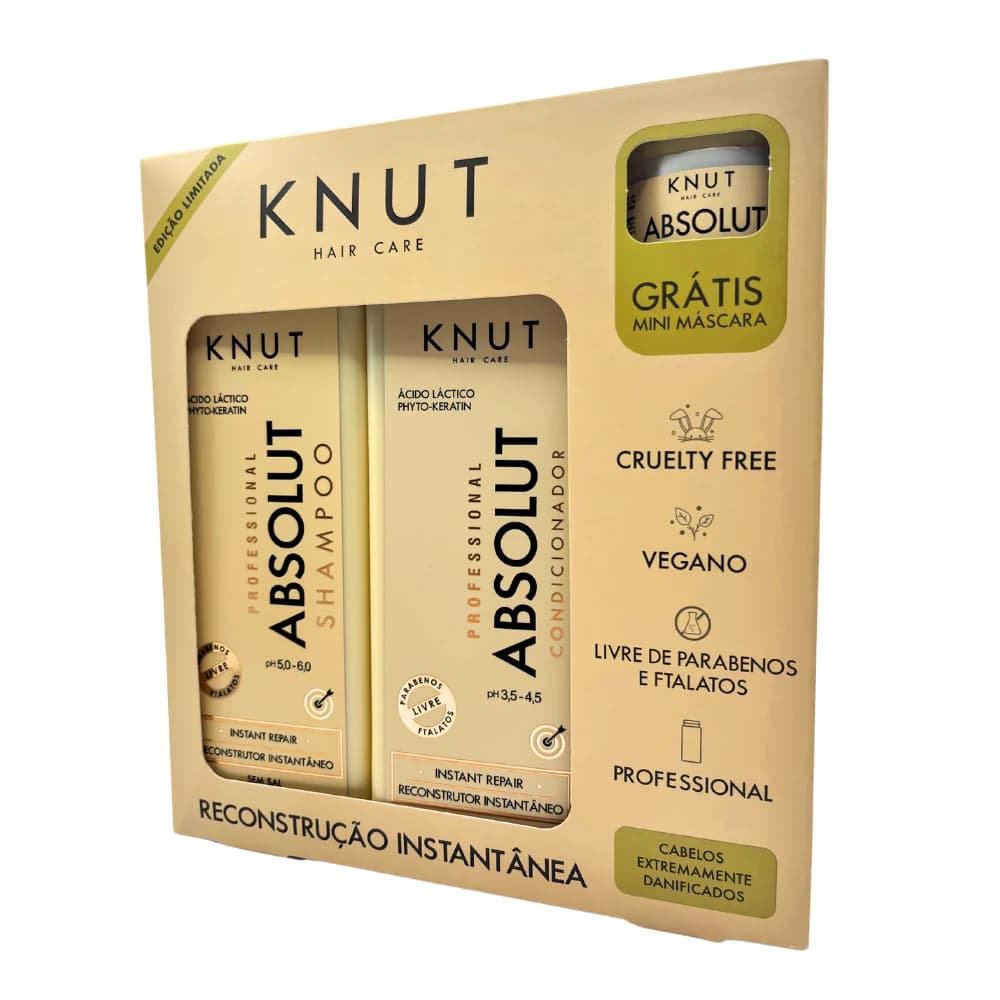 Kit KNUT Absolut Presente: Shampoo 250ml + Condicionador200ml + Mini Máscara 30g