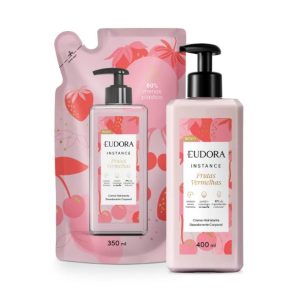 Combo Instance Frutas Vermelhas Eudora: Loção Corporal 400ml + Refil Loção Corporal 350ml