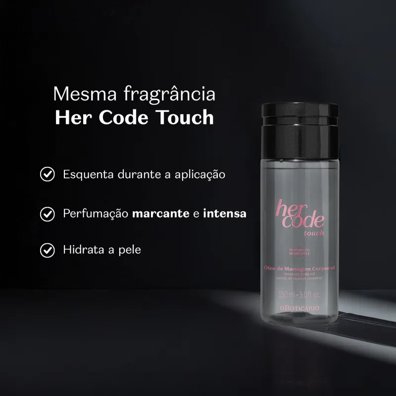 Óleo De Massagem Corporal Her Code Touch 150ml O Boticário - Imagem 2