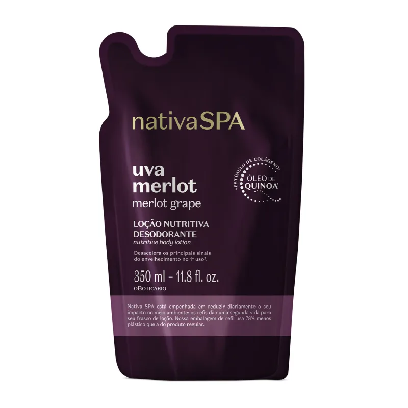 Refil Loção Hidratante Corporal Nativa Spa Uva Merlot 350ml O Boticário