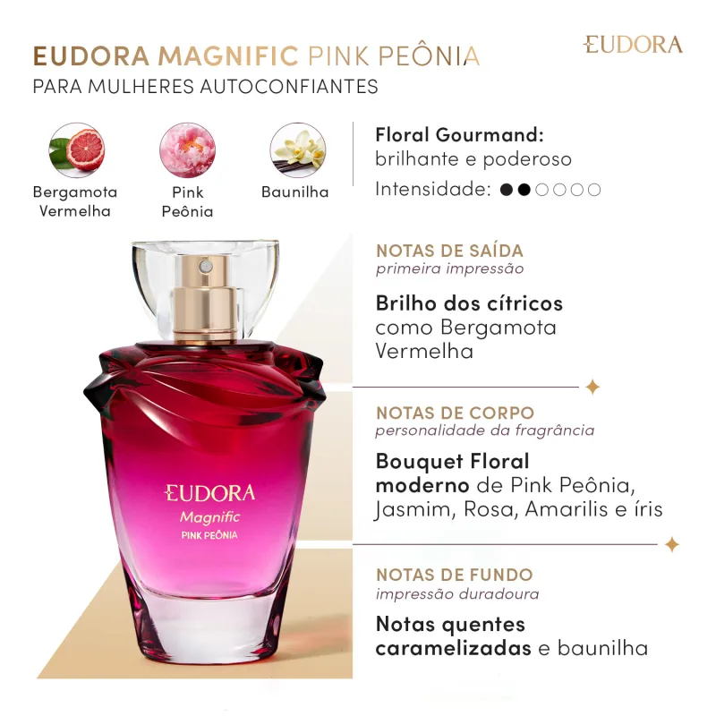 Magnific Pink Peônia Desodorante Colônia 75ml Eudora - Imagem 3