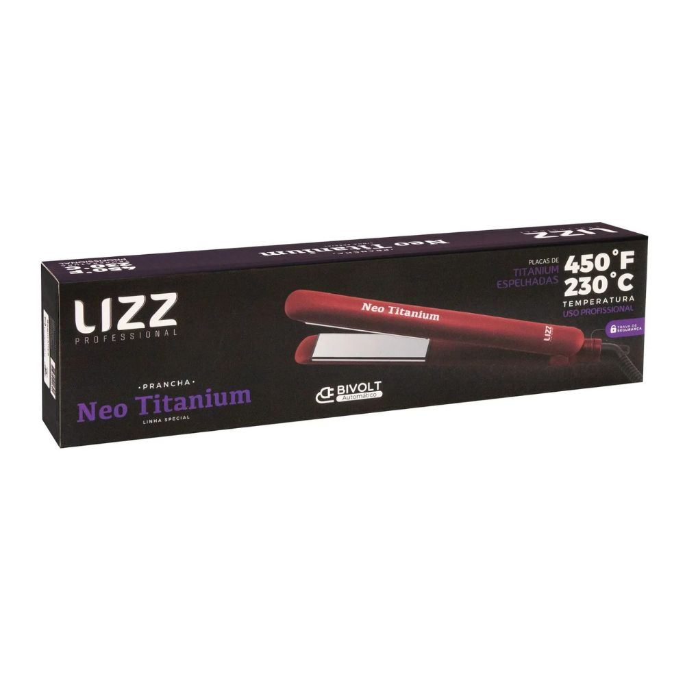 Prancha Chapinha Alisadora Neo Titanium Vermelha 230°C/450°F Lizz Pro - Imagem 2